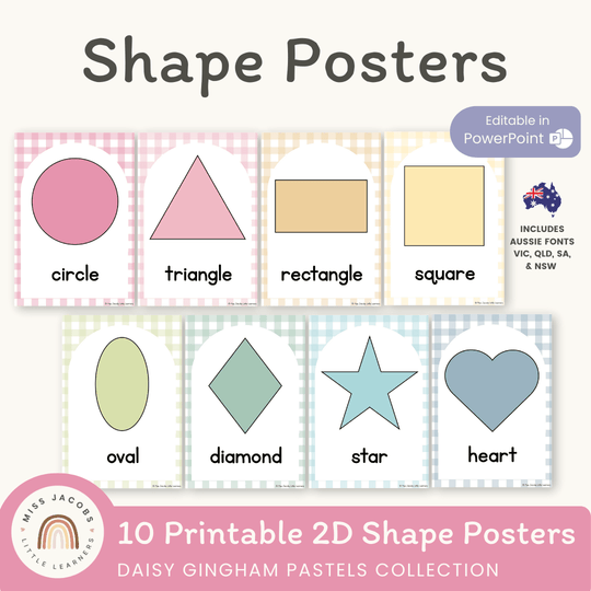 Shape Posters - Daisy Gingham Pastels Decor