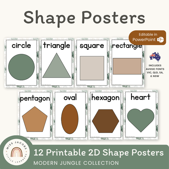Shape Posters - Modern Jungle Classroom Decor