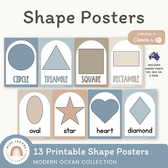Shape Posters - Modern Ocean Classroom Decor