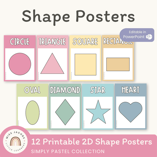 Shape Posters - Pastel Theme Classroom Decor