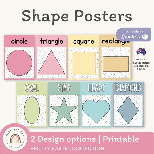 Shape Posters - Spotty Pastel Classroom Decor