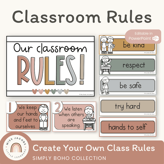 Simple Boho Classroom Rules Posters