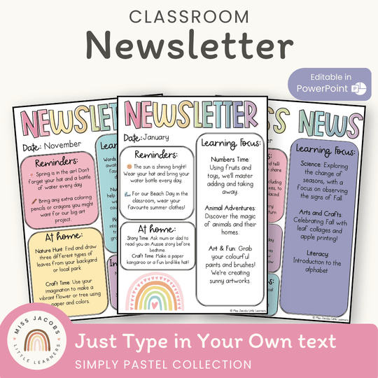 Simple Pastels Classroom Newsletter Templates
