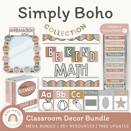 Simply Boho Classroom Decor Bundle