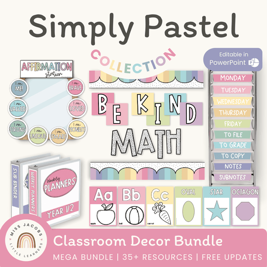 Simply Pastel Classroom Decor Bundle