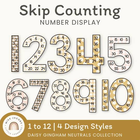 Skip Counting Large Number Display - Daisy Gingham Neutrals