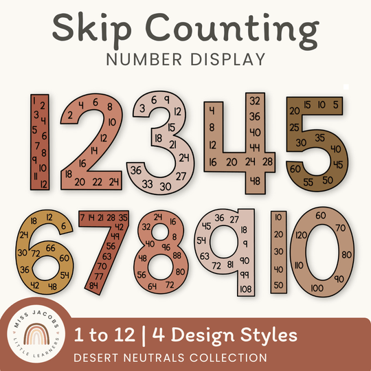 Skip Counting Large Number Display | DESERT NEUTRALS | Boho Vibes Classroom Decor