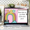 Google Slides and PowerPoint with Timers - Cutesy Composition Notebook Classroom Decor - Miss Jacobs Little Learners