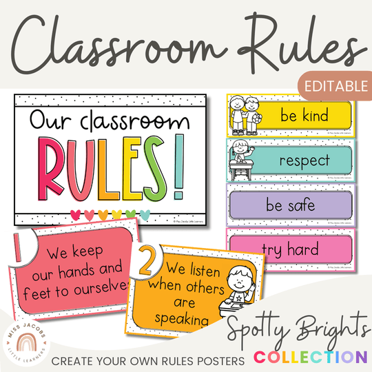 Classroom Rules and Expectations Posters - Spotty Bright Decor