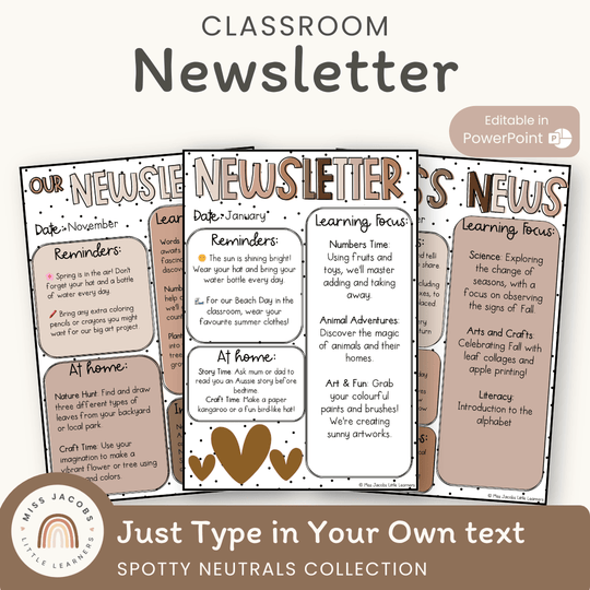 Spotty Neutrals Classroom Newsletter Templates