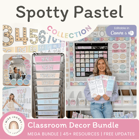 Spotty Pastel Classroom Decor Bundle