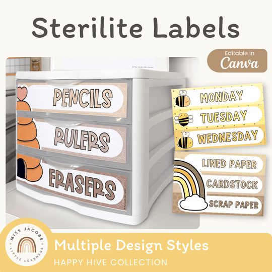 Sterilite Drawer Labels - Happy Hive Classroom Decor