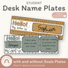 Student Desk Name Plate & Goals Mat - Spotty Boho Decor - Miss Jacobs Little Learners