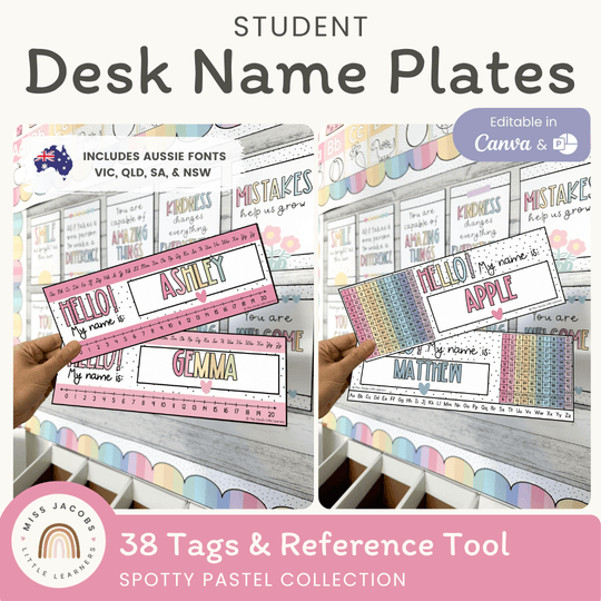 Student Desk Name Plates - Spotty Pastel Classroom Decor