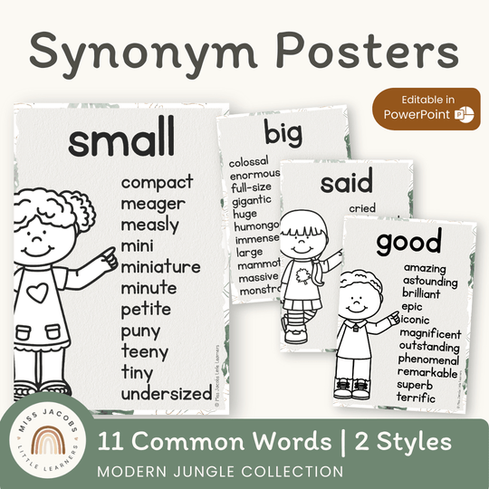 Synonym Posters - Modern Jungle Classroom Decor