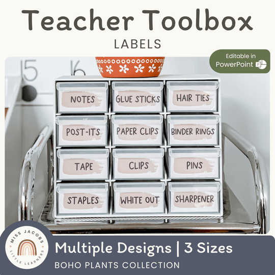 Teacher Toolbox Labels - Boho Plants Classroom Decor