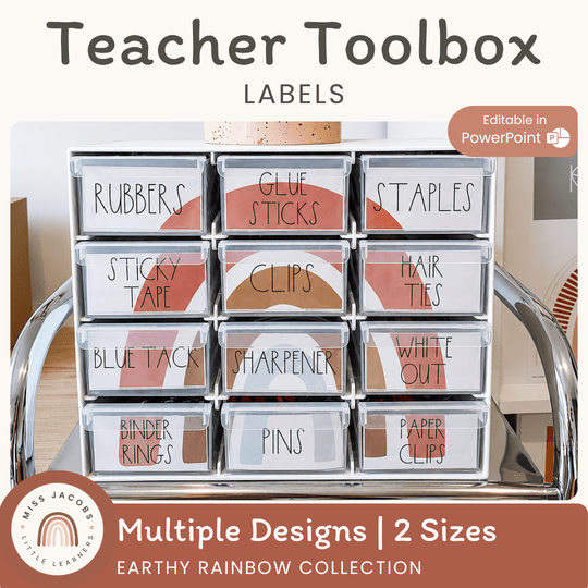 Teacher Toolbox Labels | Earthy Rainbow Theme