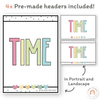 Telling Time and Clock Posters - Pastel Classroom Theme - Miss Jacobs Little Learners