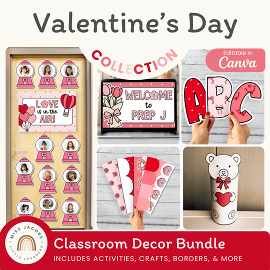 Valentine’s Day Classroom Decor & Crafts Bundle