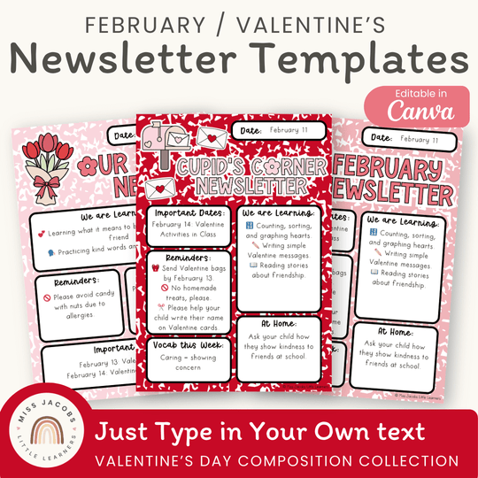Valentine’s Day Newsletters Templates - Composition Notebook Theme