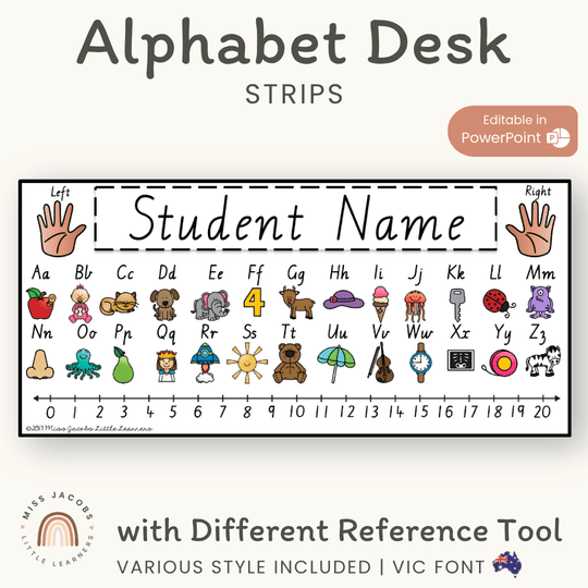 Victorian Modern Cursive Alphabet Desk Strips with Number Line {Name Tags}
