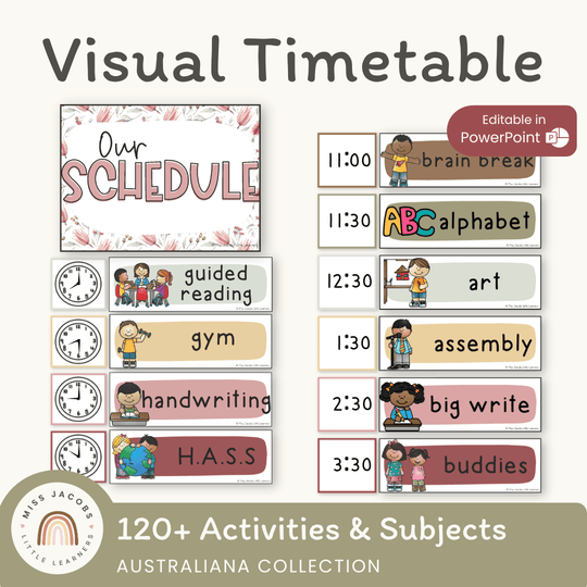 Visual Timetable Daily Schedule - Australiana Classroom Decor