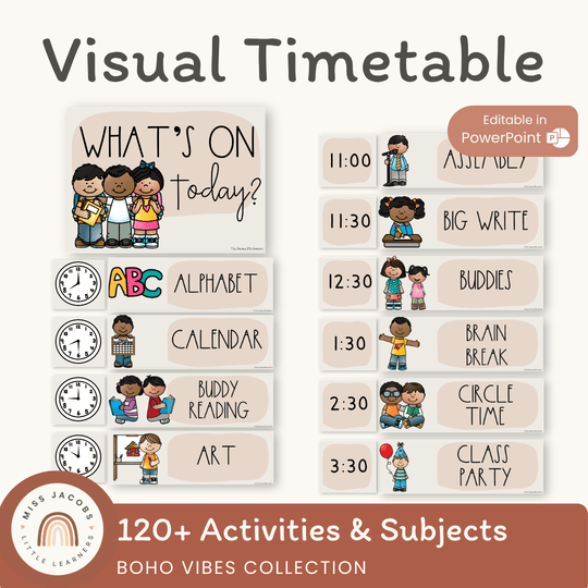 Visual Timetable Daily Schedule - Boho Vibes Classroom Decor