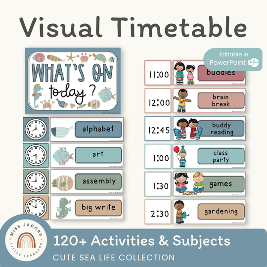 Visual Timetable Daily Schedule - Cute Sea Life Classroom Decor