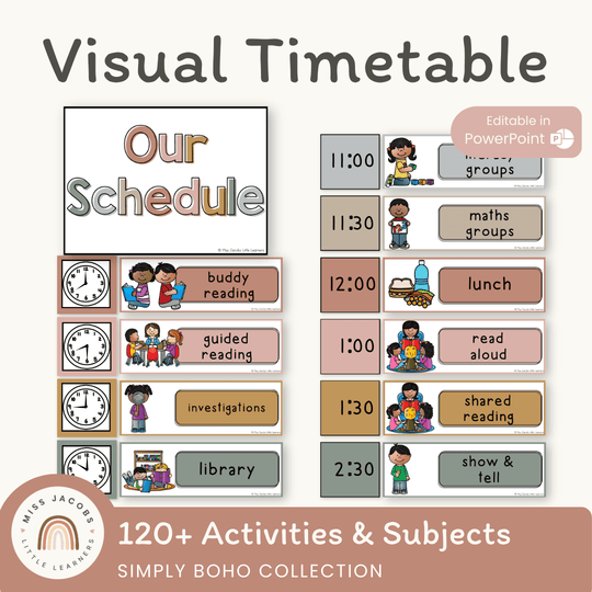 Visual Timetable Daily Schedule - Simply Boho Classroom Decor