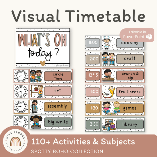 Visual Timetable Daily Schedule - Spotty Boho Classroom Decor