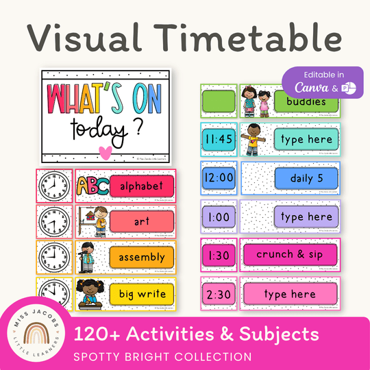Visual Timetable Daily Schedule - Spotty Bright Classroom Decor