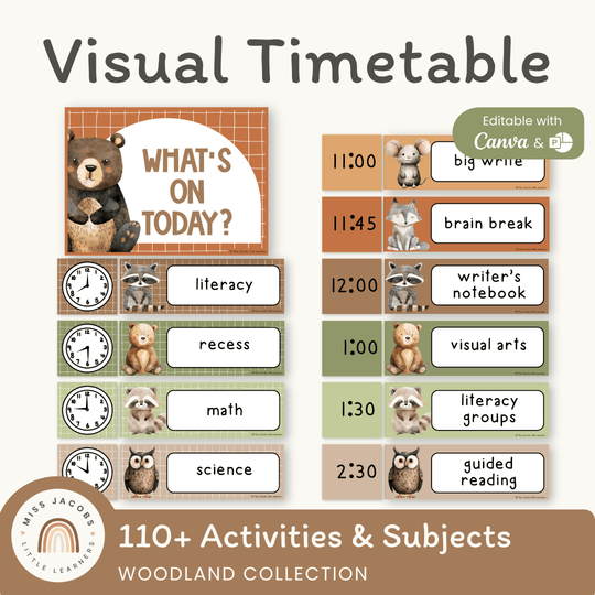 Visual Timetable Daily Schedule - Woodland Classroom Decor