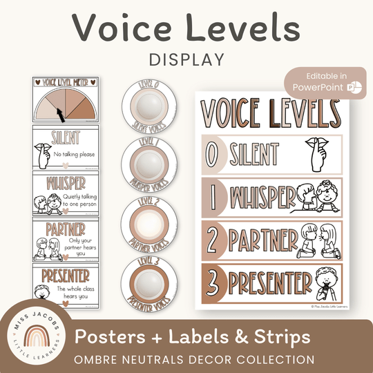 Voice Level Display | OMBRE NEUTRALS Classroom Decor