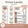 Voice Levels Chart - Boho Rainbow Neutrals Classroom Decor - Miss Jacobs Little Learners