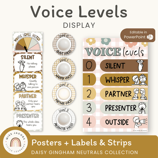 Voice Levels Chart - Daisy Gingham Neutrals Decor