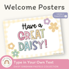 Welcome Posters - Daisy Gingham Pastels Decor - Miss Jacobs Little Learners