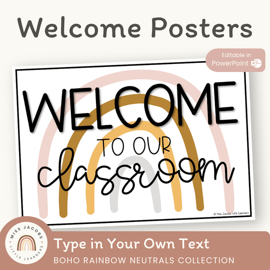 Welcome Sign - Boho Rainbow Neutrals Classroom Decor