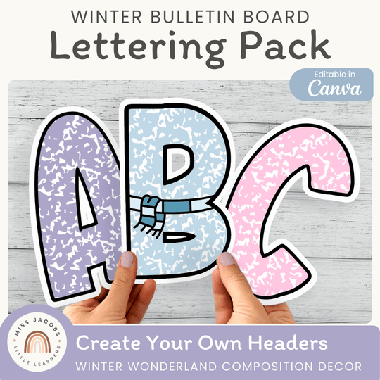 Winter Bulletin Board Letters - Composition Notebook Classroom Decor