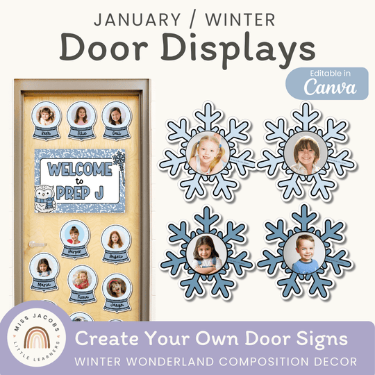 Winter Door Display - Composition Notebook Classroom Decor
