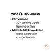 Writing Goals - Reminder Slips | Editable - Miss Jacobs Little Learners