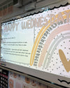 Boho Rainbow Google Slides with Countdown Timers | Neutral Classroom Decor - Miss Jacobs Little Learners