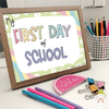 Daisy Gingham Pastels First Day of School Signs - Miss Jacobs Little Learners