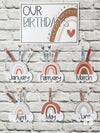 Earthy Boho Rainbow Birthday Display | Editable Neutral Classroom Decor - Miss Jacobs Little Learners