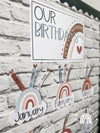 Earthy Boho Rainbow Birthday Display | Editable Neutral Classroom Decor - Miss Jacobs Little Learners