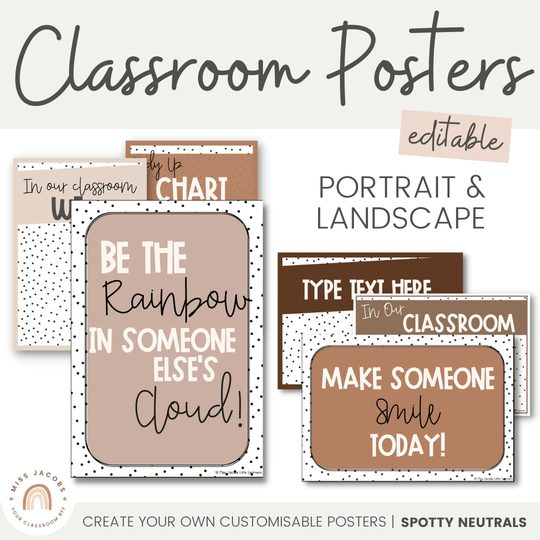 EDITABLE CLASSROOM POSTERS | SPOTTY NEUTRALS
