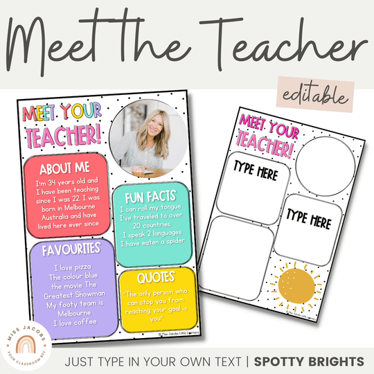 Meet the Teacher Templates - Spotty Bright Decor