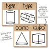Modern Boho Rustic 2D & 3D Shape Posters | Neutral Classroom Decor | Editable - Miss Jacobs Little Learners