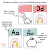 Modern Rainbow Alphabet Posters | Editable Boho Rainbow Bilingual Friendly | Calm Colours - Miss Jacobs Little Learners