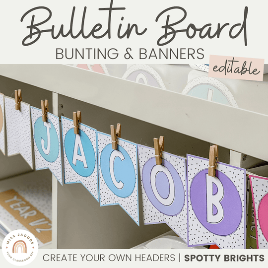 Bunting & Banners - Bulletin Board Letters - Spotty Bright