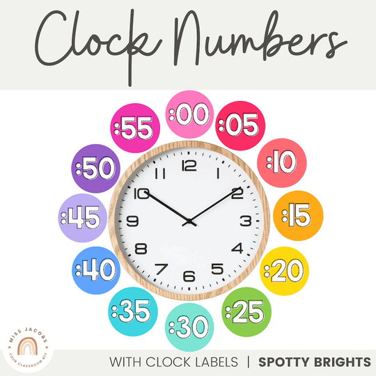 Clock Labels - Spotty Bright Decor